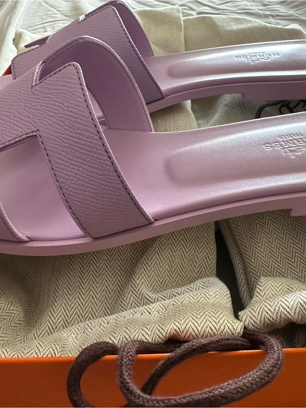 Hermes Lilac Oran Slide Sandals - Picture 3 of 9